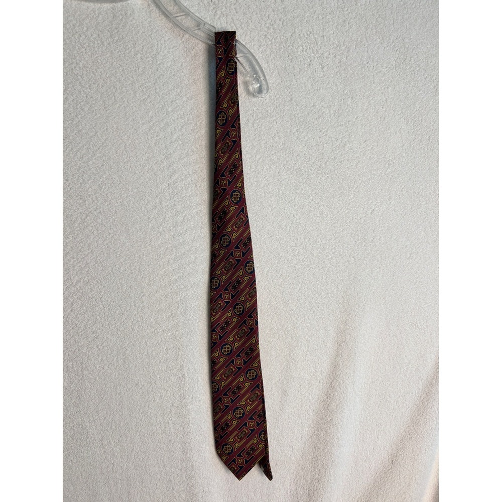 BSL Celtic Tie Collection Ireland Hand Finished Burgundy Navy Gold Geometric Tie